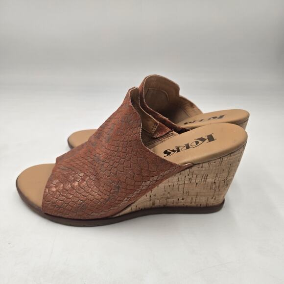 Kork Ease Sandal Womens 9 M Brown Animal Print Cork Heel Slide On Cottage Boho - Picture 3 of 7